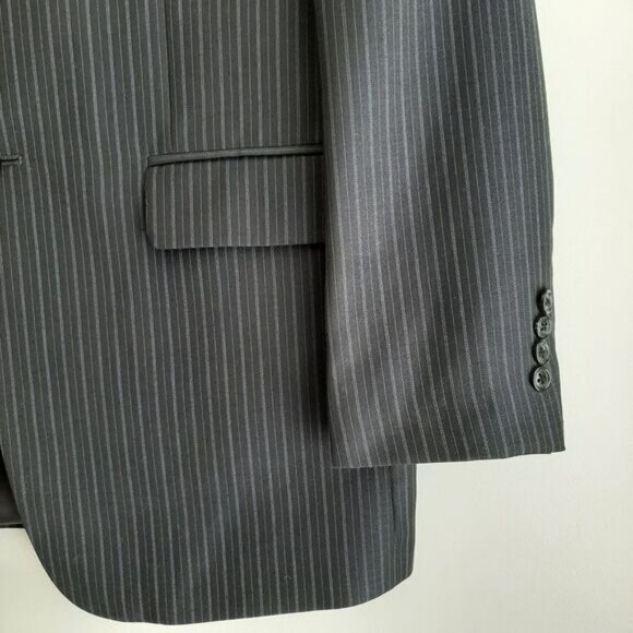 CHAPS 100% Wool Pinstripe Blazer Jacket Navy Blue Men's Sz 38 R - Picture 6 of 15